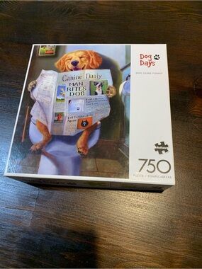 Buffalo David Bitton Dog Days Puzzle - White, Blue, Brown Artwork